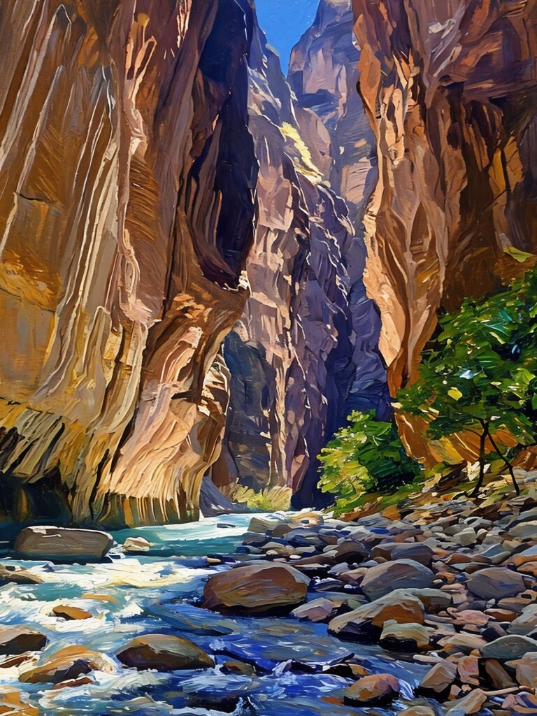 Card 0922 The Narrows watercolor Zion NP