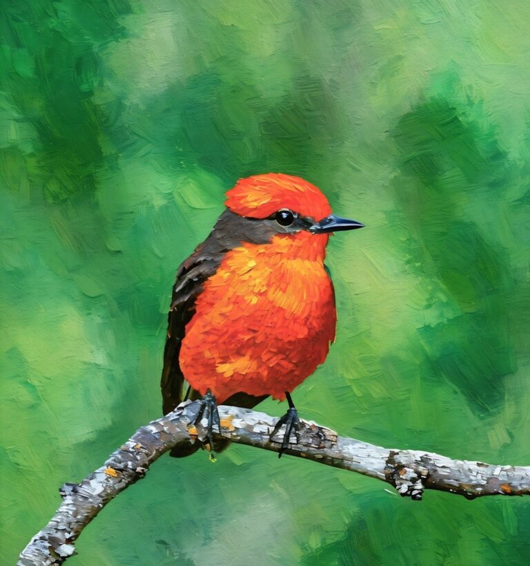 Card 0917 Vermillion Flycatcher South Llano River SP watercolor