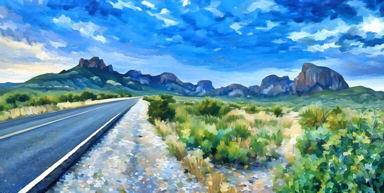 Card 0925 Chisos Mountains watercolor Big Bend National Park